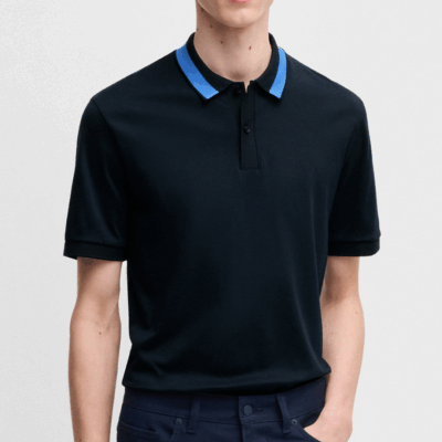 Camisa tipo polo BOSS - Phillipson with collar stripe Dark Blue