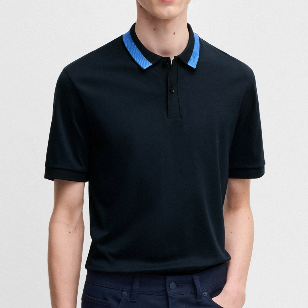 Camisa tipo polo BOSS - Phillipson with collar stripe Dark Blue