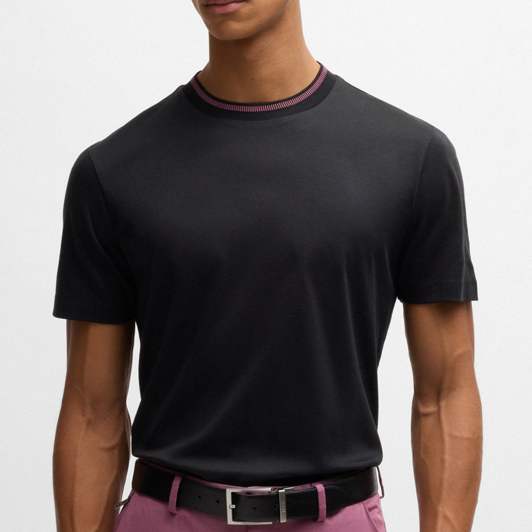 Camiseta BOSS - H-Tessler with collar stripe Black