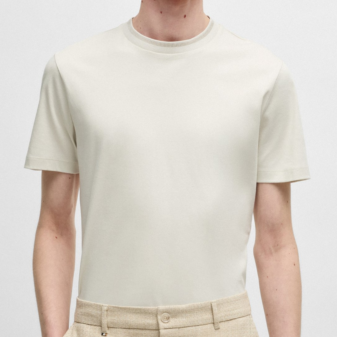 Camiseta BOSS - H-Tessler with collar stripe Open White
