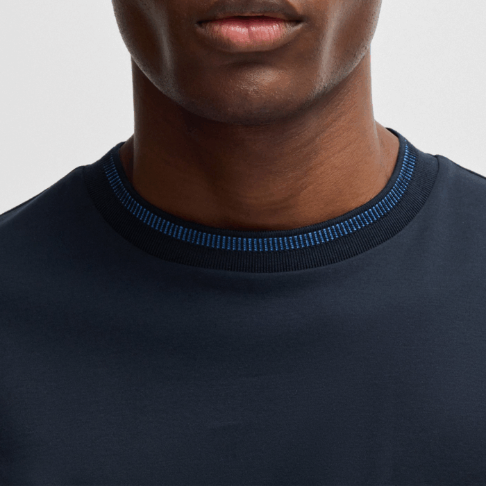 Camiseta BOSS - H-Tessler with collar stripe Dark Blue - Imagen 2