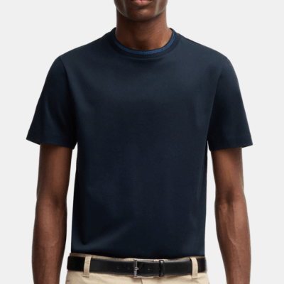 Camiseta BOSS - H-Tessler with collar stripe Dark Blue
