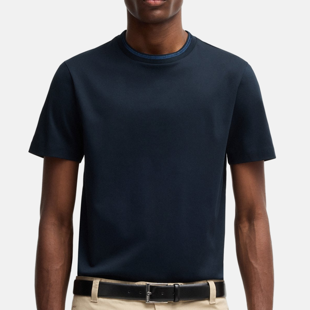 Camiseta BOSS - H-Tessler with collar stripe Dark Blue