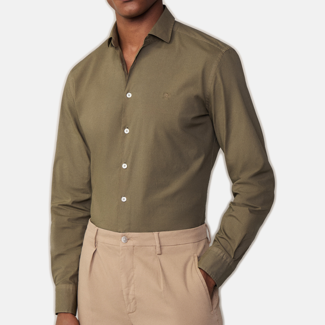 Camisa M/L  Hackett - ESS GMT DYED OXFORD Khaki