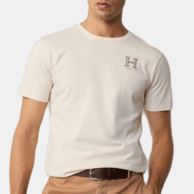 Camiseta M/C Hackett con logo fit clásico Off White