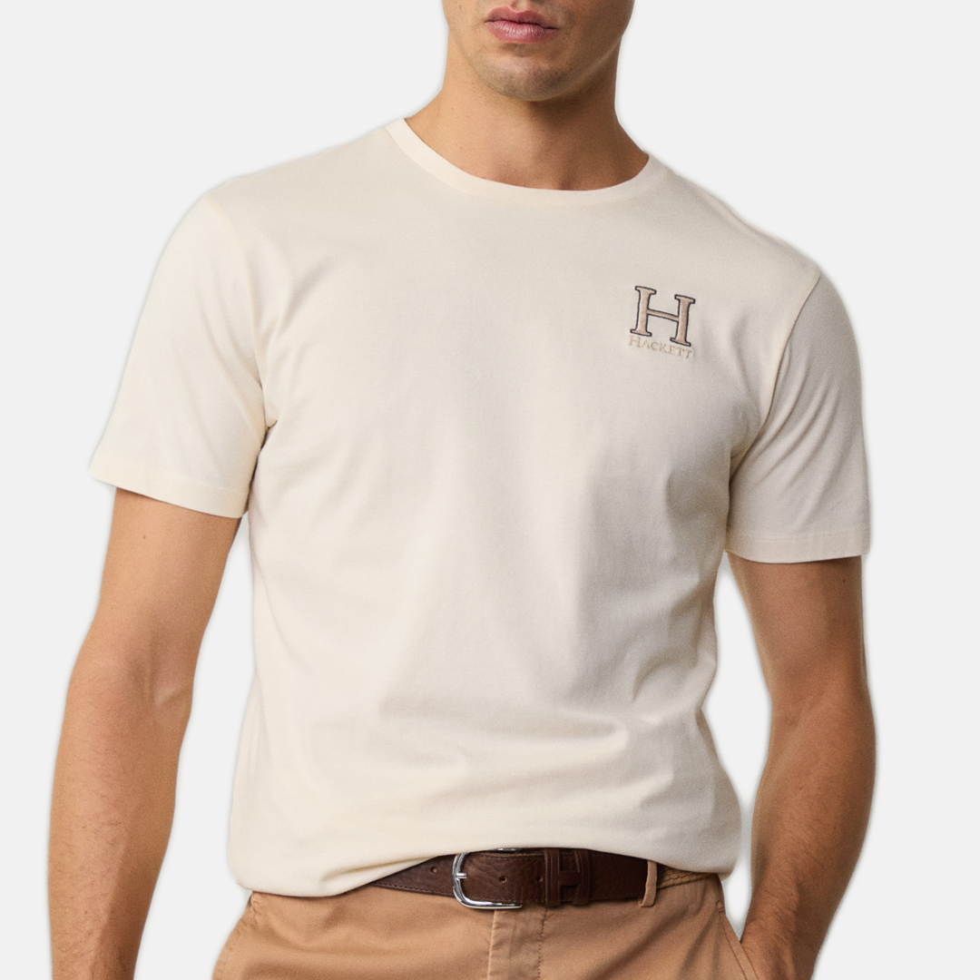 Camiseta M/C Hackett con logo fit clásico Off White