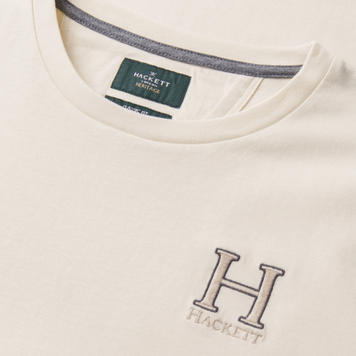 Camiseta M/C Hackett con logo fit clásico Off White - Imagen 4