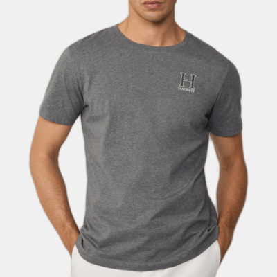 Camiseta M/C Hackett con logo fit clásico Granite Grey