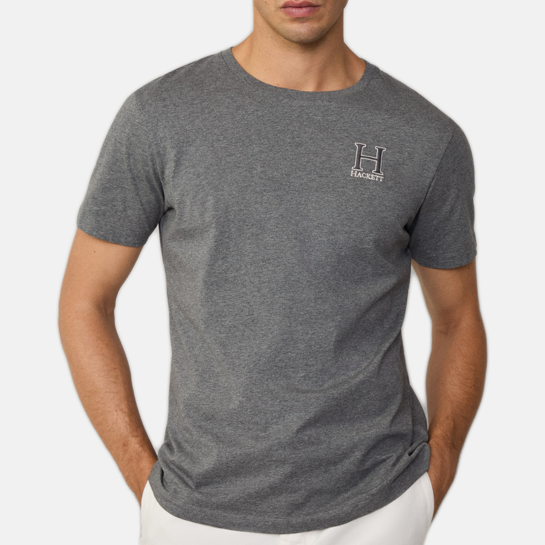 Camiseta M/C Hackett con logo fit clásico Granite Grey