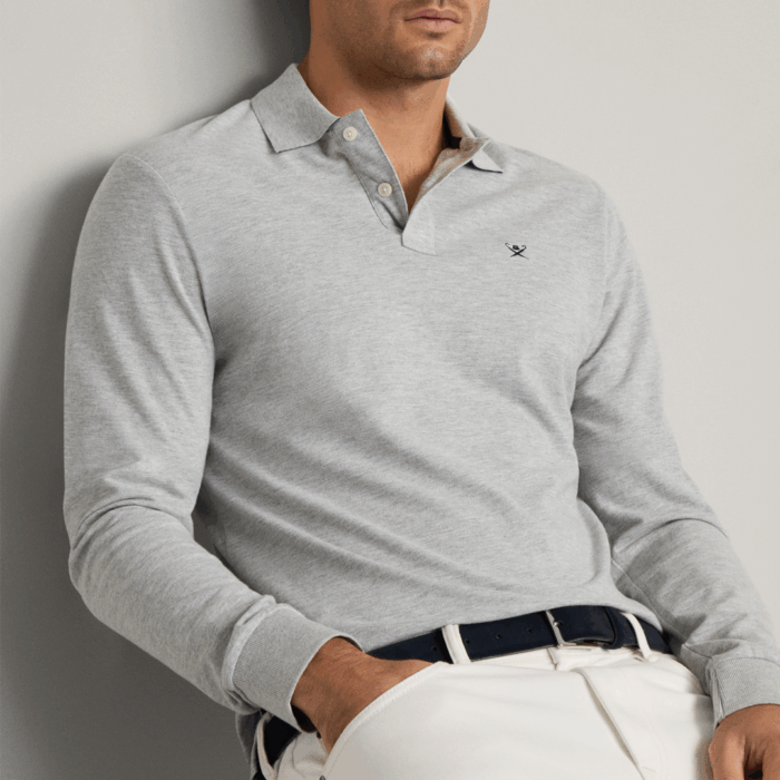 Camisa M/L Hackett polo piqué fit slim Grey - Imagen 2