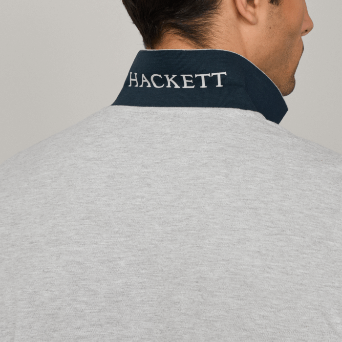 Camisa M/L Hackett polo piqué fit slim Grey - Imagen 4
