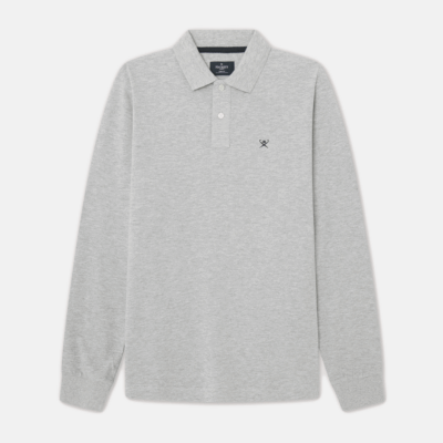 Camisa M/L Hackett polo piqué fit slim Grey