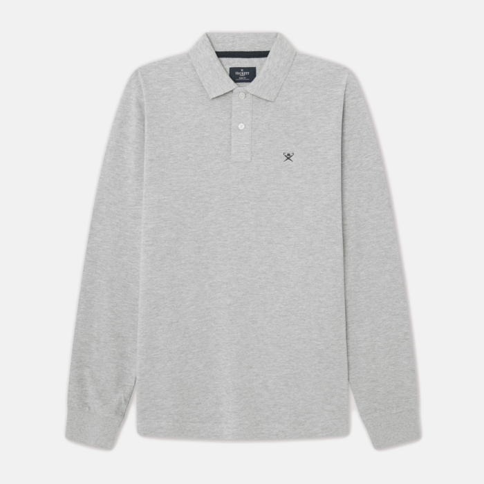 Camisa M/L Hackett polo piqué fit slim Grey
