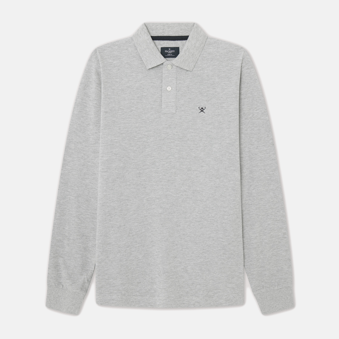 Camisa M/L Hackett polo piqué fit slim Grey