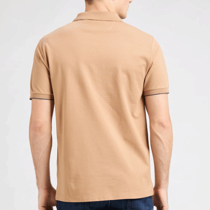 Camisa Hackett polo cremallera manga corta fit clásico Camel Beige - Imagen 2