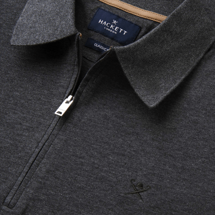 Camisa Hackett polo cremallera manga corta fit clásico Grey - Imagen 3