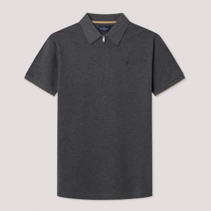Camisa Hackett polo cremallera manga corta fit clásico Grey - Imagen 4