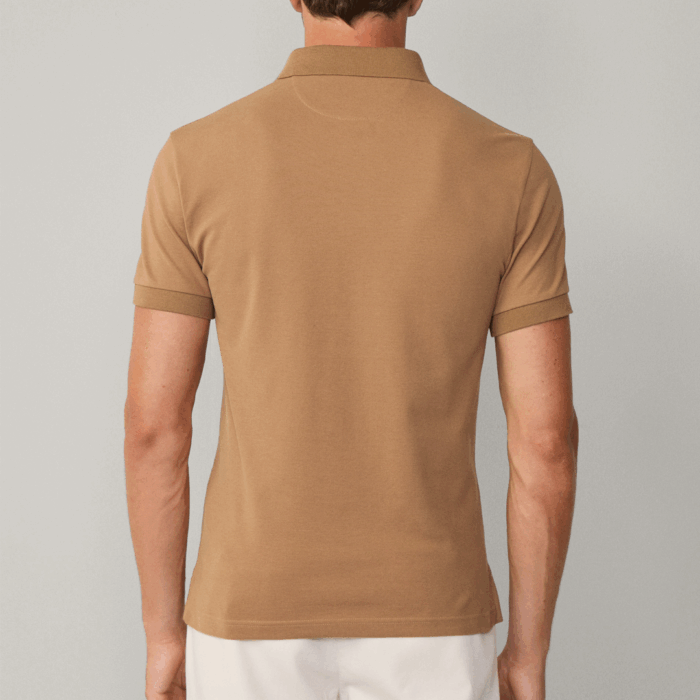 Camisa Hackett polo piqué fit tailored Camel Beige - Imagen 4