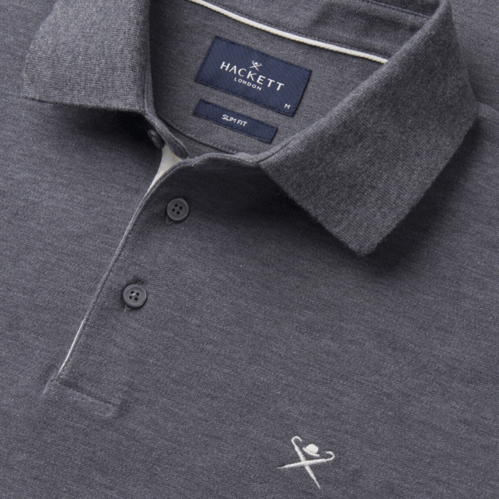Camisa Hackett polo piqué fit tailored Granite Grey - Imagen 2
