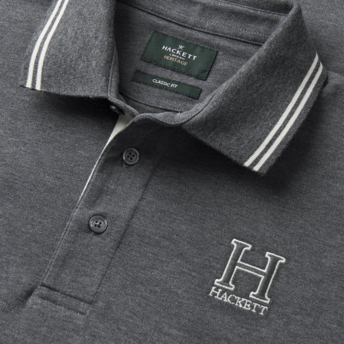 Camisa Hackett Polo Heritage de algodón - Granite Grey - Imagen 3