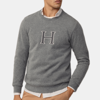 Sudadera Hackett cuello redondo con monograma Grey