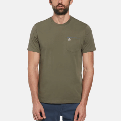 Camiseta Penguin Moda Lisa Con Bolsillos Verde