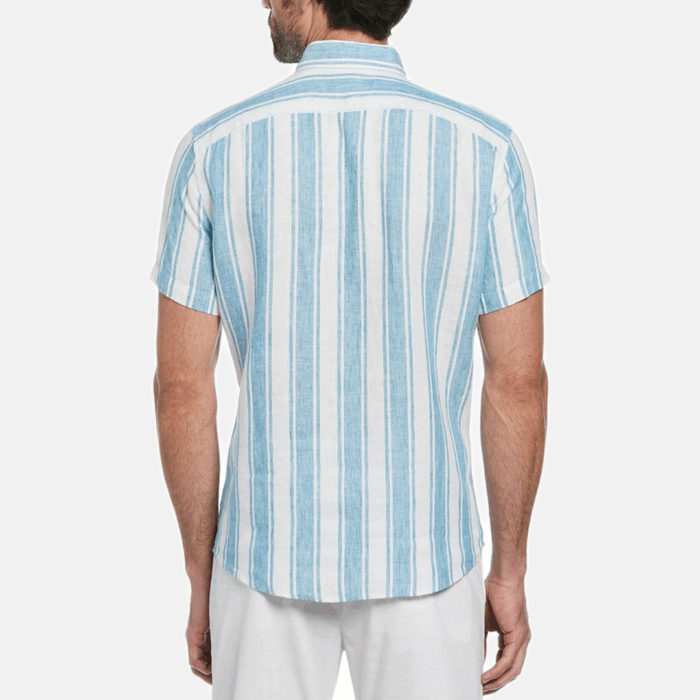 Camisa Penguin Moda De Cuadro Manga Celeste con Rayas - Imagen 2