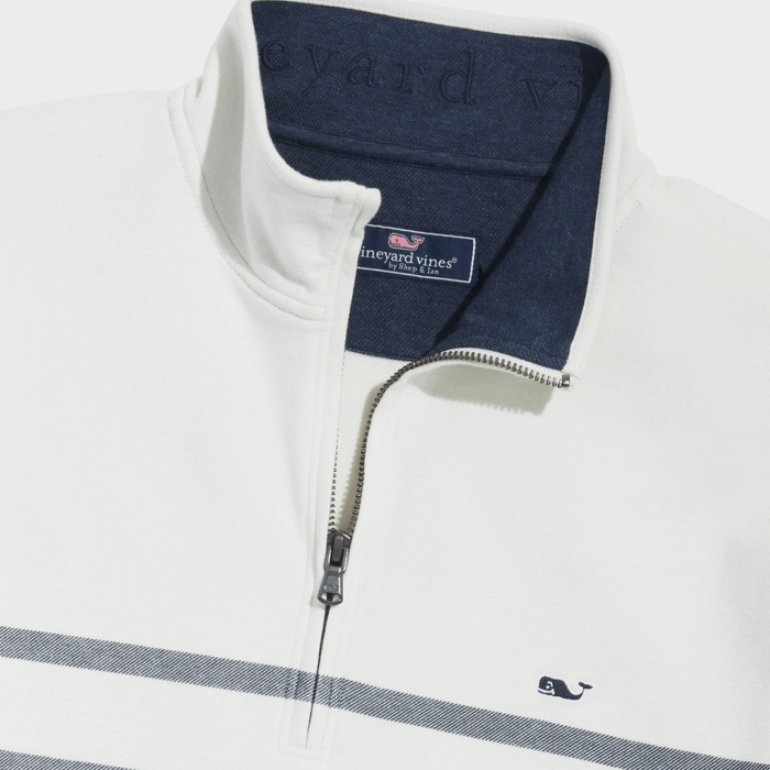 Sueter Vineyard Breton Stripe Saltwater Quarter-Zip Nautical Navy - Imagen 2