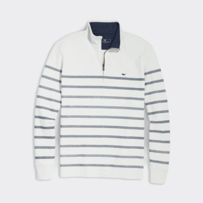 Sueter Vineyard Breton Stripe Saltwater Quarter-Zip Nautical Navy