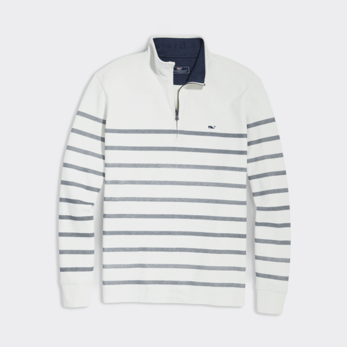 Sueter Vineyard Breton Stripe Saltwater Quarter-Zip Nautical Navy