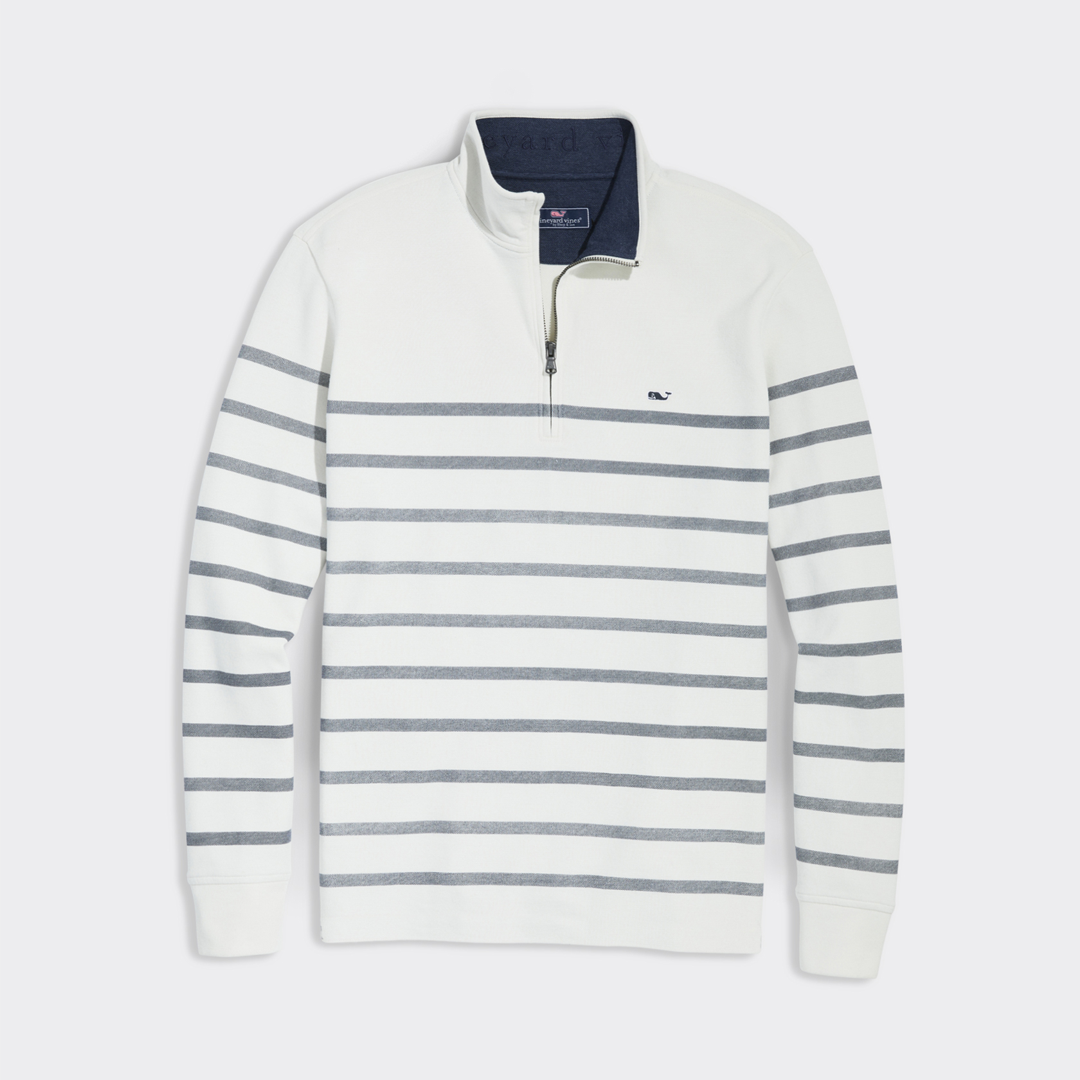 Sueter Vineyard Breton Stripe Saltwater Quarter-Zip Nautical Navy