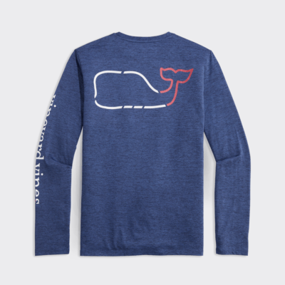 Camisa Vineyard On-The-Go Whale Outline Long-Sleeve Harbor Performance Tee