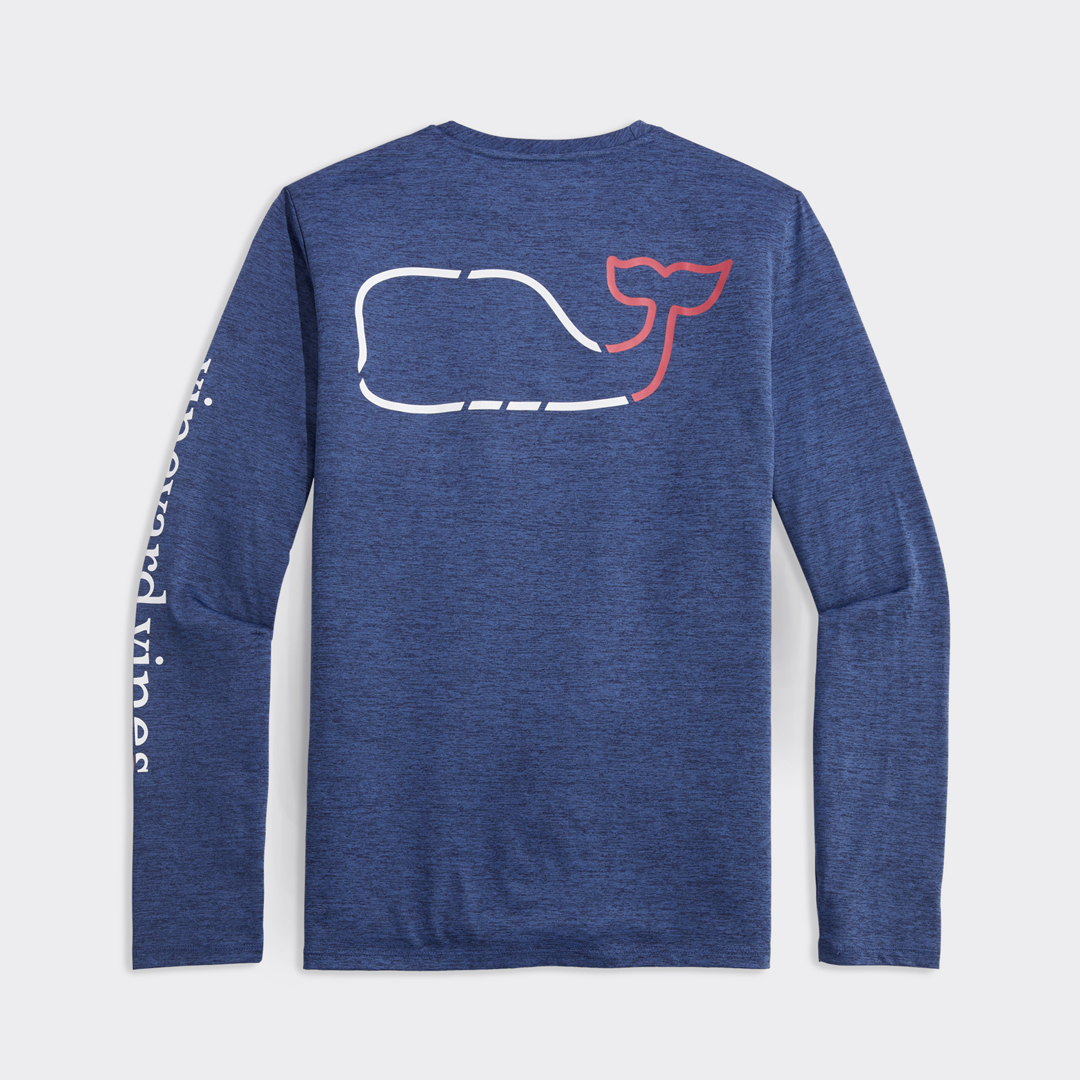 Camisa Vineyard On-The-Go Whale Outline Long-Sleeve Harbor Performance Tee