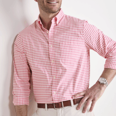 Camisa Vineyard Skysail Gingham Performance Cotton Shirt Pink