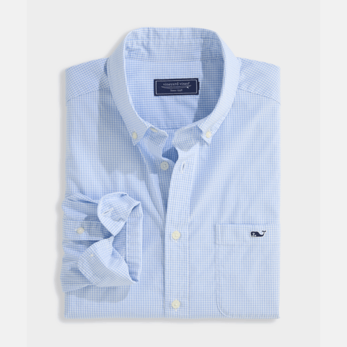 Camisa Vineyard Anegada Gingham Perfect Wash Poplin Jake Blue - Imagen 4