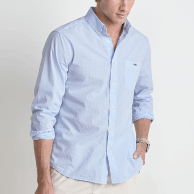 Camisa Vineyard Anegada Gingham Perfect Wash Poplin Jake Blue