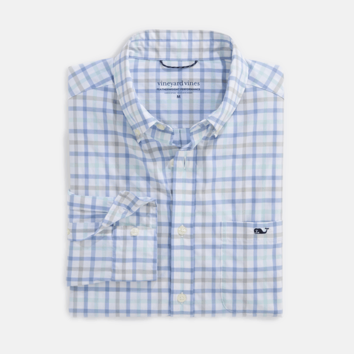 Camisa Wayward Tattersall Featherweight Performance Aqua Haze - Imagen 2