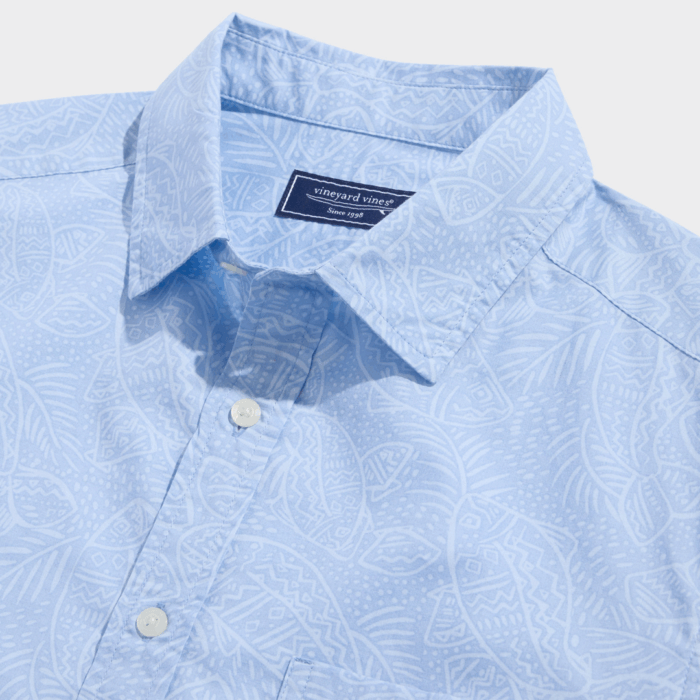 Camisa Vineyard Fish Lines Cotton Madras Short Sleeve Shirt - Imagen 2