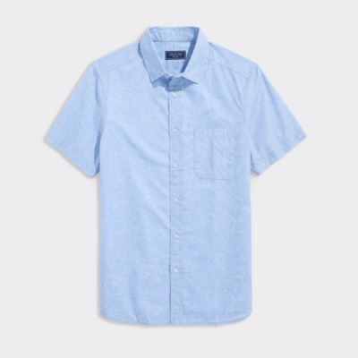 Camisa Vineyard Fish Lines Cotton Madras Short Sleeve Shirt
