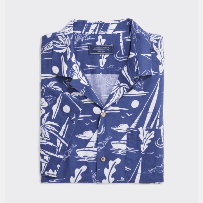 Camisa Vineyard Anguilla Scenic Linen Blend Short-Sleeve Cabana - Imagen 3
