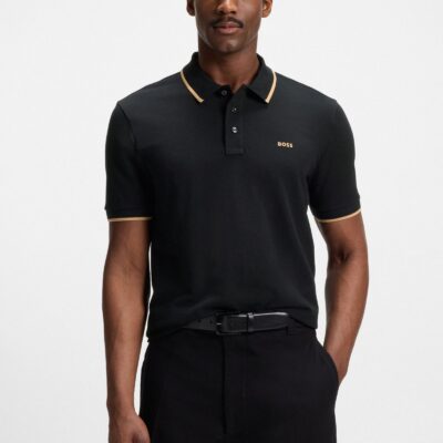 Camida BOSS Cotton-piqué polo shirt with logo detail