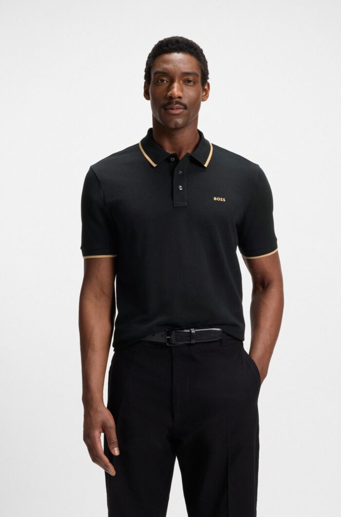 Camida BOSS Cotton-piqué polo shirt with logo detail