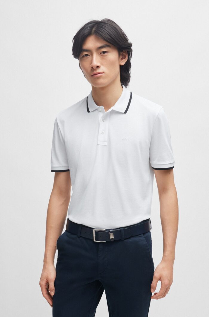 Camida BOSS Cotton-piqué polo shirt with logo detail - Imagen 6