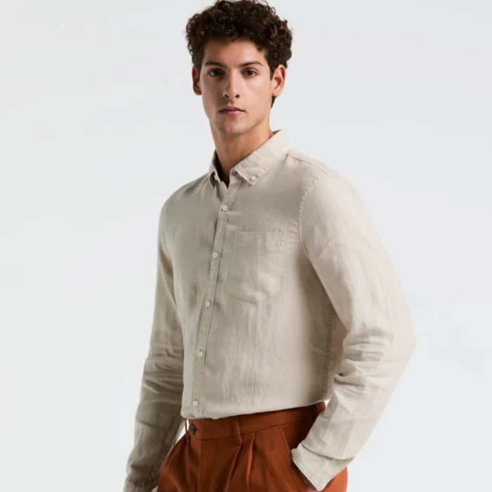 TOPS CAMISA LINO MODA MANGA LARGA - Imagen 2