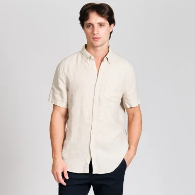 TOPS CAMISA LINO MODA MANGA CORTA
