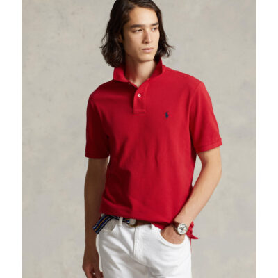Red Custom Slim Fit Mesh Polo Shirt