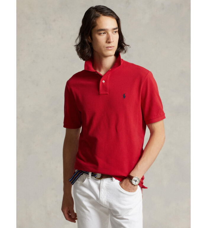 Red Custom Slim Fit Mesh Polo Shirt