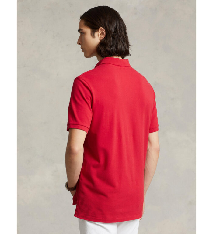 Red Custom Slim Fit Mesh Polo Shirt - Imagen 4