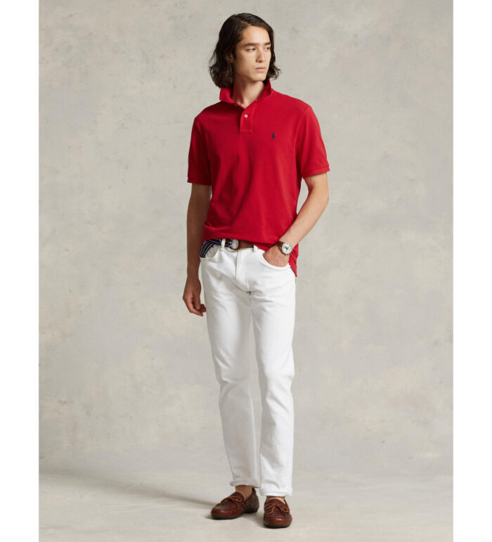 Red Custom Slim Fit Mesh Polo Shirt - Imagen 3