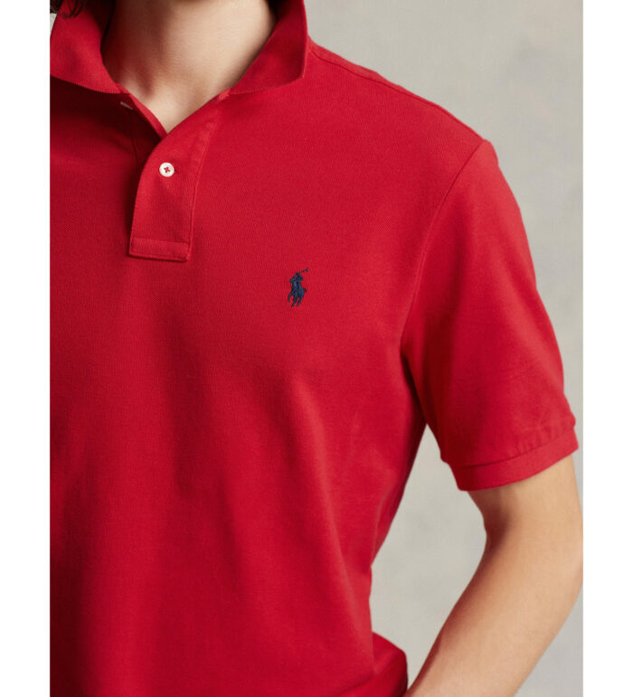 Red Custom Slim Fit Mesh Polo Shirt - Imagen 2